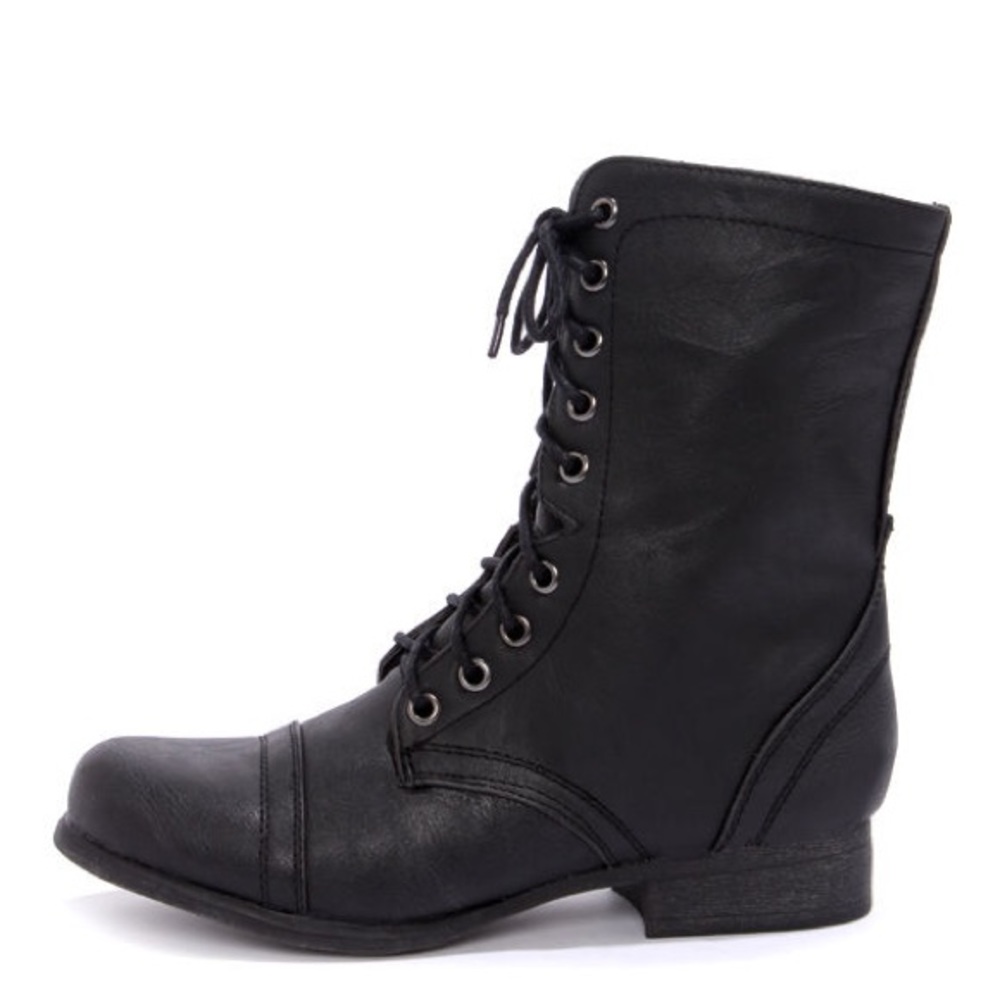 MADDEN GIRL GAMER BLACK PARI LACE-UP COMBAT BOOTS
